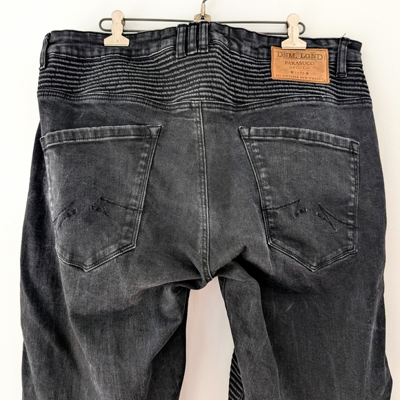 Parasuco Men's Moto / Biker Fit Distressed Black Jeans ~ Size 38 - Picture 8 of 12